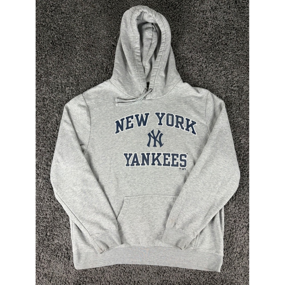Fanatics MLB New York Yankees Hoodie Mens XL Gray Pullover Sweatshirt Logo